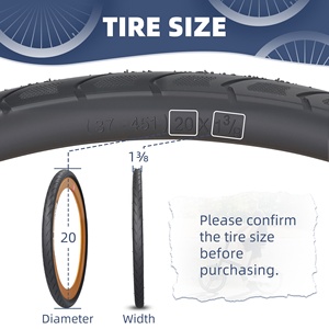 <span class=keywords><strong>Pneu</strong></span> pneumatique pliable ZUKKA 20''x1-3/8'' pour vélos pliants BMX pour enfants - Bande de roulement lisse durable, caoutchouc de haute qualité - Product Image 2