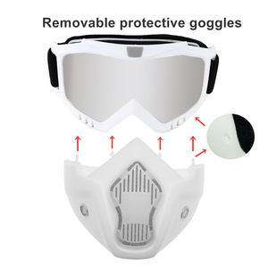 <span class=keywords><strong>Masque</strong></span> de <span class=keywords><strong>moto</strong></span> de couleur blanche Lunettes détachables et filtre buccal pour casque ouvert Motocross Ski Snowboard Lunettes <span class=keywords><strong>Masque</strong></span> - Product Image 5