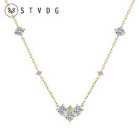 Collier pendentif en forme de feuille de fleur, bijoux de mode, argent sterling 925, moissanite VVS1 4 mm et 2 mm, plaqué or 14 carats, sans nickel