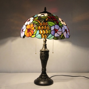 Lámpara de Mesa Estilo Tiffany Mediterráneo LongHuiJing Floral de 16 Pulgadas con LED E27, Pantalla de Vidrio con Cúpula, Lámpara de Escritorio Flexible - Product Image 3
