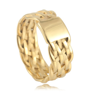 Men's Gold Braided Chain <b>Ring</b> Geometric Design Punk Style Fashion Jewelry Gift 2403 - Product Image 1