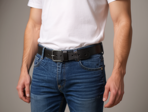 Cintura da uomo 4,0 cm con fibbia in lega e punta rivestita - Product Image 2