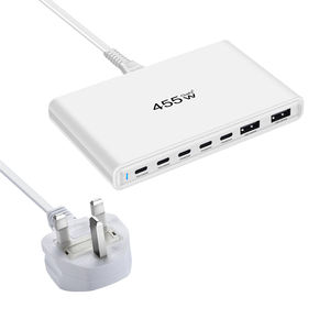 Bloc de charge mural de bureau GaN 455W USB-C 7 ports avec charge rapide pour ordinateurs portables, iPhone 17/16/15, appareil photo et microphone - Product Image 5