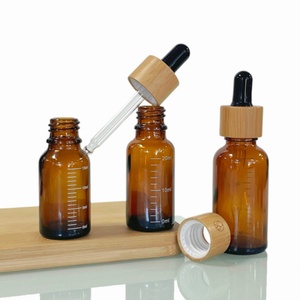 5ml 10ml 15ml 20ml 30ml 50ml 100ml Amber Brown Cosmetics Glass Oil <b>Bottle</b> Dropper <b>Bottle</b> with Bamboo Wooden Cap - Product Image 2