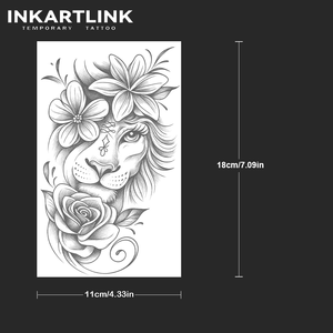INKARTLINK - Pegatina de <span class=keywords><strong>Tatuaje</strong></span> para <span class=keywords><strong>el</strong></span> Cuerpo, Diseño de Leona, Flor y Rosa, Resistente al Agua, Ecológica, de Larga Duración (15 Días) - Product Image 4