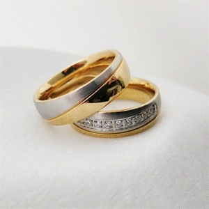 Popular Women <b>Men</b> <b>Ring</b> 18k Gold Mixed Steel Color Stainless Steel Zircon Diamond <b>Rings</b> Trendy Couple <b>Ring</b> - Product Image 6
