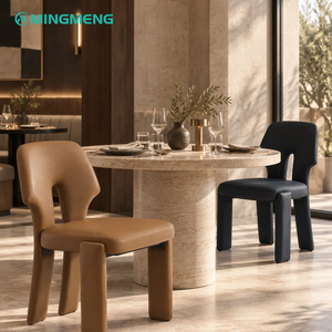 Custom Restaurant Furniture Round Travertine <b>Dining</b> Table And Creative Back <b>Dining</b> <b>Chair</b> Set - Product Image 4