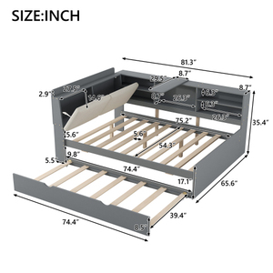 Cama Infantil en Forma de L Tamaño Individual con Librerías, Tomas de Corriente y Puertos de Carga USB, Dos Cajones - Product Image 5