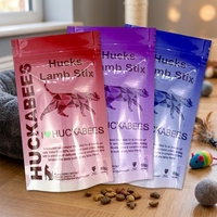 Sachet alimentaire pour friandises pour chats avec encoche de déchirement, sac personnalisé à fond plat avec fermeture éclair pour aliments secs pour chats, chiens et animaux de compagnie