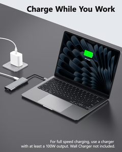 ตัวแปลง USB-C เป็น <span class=keywords><strong>HDMI</strong></span> 4K พร้อมพอร์ต USB-A 3 ช่อง ช่องใส่การ์ด SD/TF และพอร์ตชาร์จ USB-C PD สำหรับ MacBook Pro และอื่นๆ  ปิดหน้าจอได้ด้วยคลิกเดียว 9 in 1 - Product Image 6