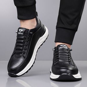 XINTAIZI Men Summer Height Increasing <b>Sneakers</b> Genuine <b>Leather</b> Round Toe Rubber Outsole V30PA EVA Midsole Casual Shoes - Product Image 4