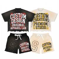 Ensemble sportif en coton pour homme, t-shirt et short personnalisés, t-shirt oversize effet délavé, streetwear, t-shirt graphique unisexe, t-shirt coupe ample DTG