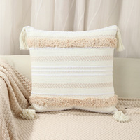 Coussin décoratif bohème marocain géométrique carré moderne tissé tufté antistatique 100% polyester avec fermeture éclair personnalisable