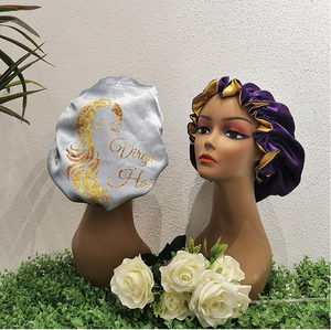 Chapeaux de nuit en soie pour femmes, couvre-chef double couche, bonnet de douche personnalisé, bonnet de sommeil réglable en satin de soie - Product Image 2