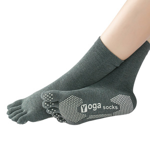 Yoga Socks Mid Calf Five Finger Split Toe Anti Slip Cotton Women's Fitness Pilates Socks - Product Image 5