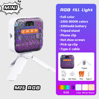 Lumière LED RGB à attraction magnétique pour vlog et photographie, température de couleur réglable 3000K-9900K, contrôle par bouton et clip, batterie 2000mAh
