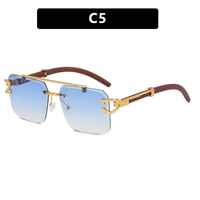 Lunettes de soleil carrées sans monture TY70 à coupe diamant avec branches décorées léopard, style unisexe tendance pour influenceurs