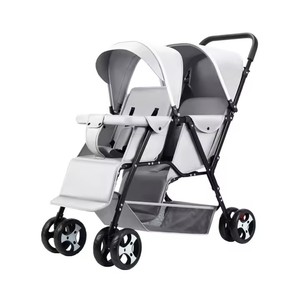 Passeggino Gemellare con Doppia Seduta, Carrozzina per Bambini di Alta Qualità in Lino, Leggero <span class=keywords><strong>e</strong></span> Pieghevole, Portatile per Viaggi, Adatto da 0 a 3 Anni - Product Image 5