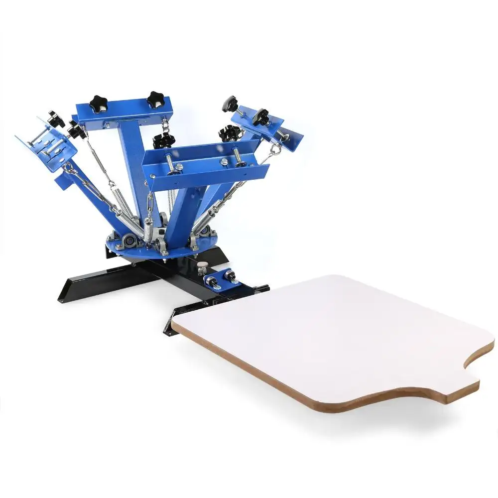 4 रंग 1 स्टेशन रेशम स्क्रीनिंग स्क्रीन प्रिंटिंग मशीन टी-शर्ट के लिए प्रेस स्क्रीन प्रिंटिंग मशीन