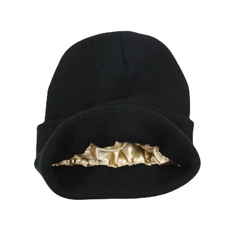 핫 세일 겨울 주문 TOQUES 공단 일렬로 세워진 베레모 모자 뜨개질을 한 모자
