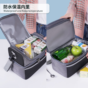 Color Block Crossbody Lunch Bag Large Capacity Insulated Picnic Bag For Daily Use - Product Image 4
