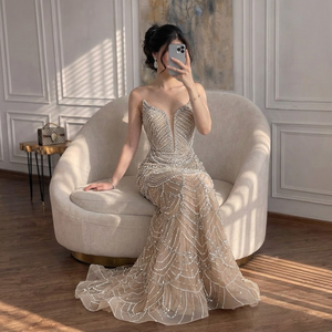 Serene Hill LA72900 Vestidos <span class=keywords><strong>de</strong></span> <span class=keywords><strong>Noche</strong></span> <span class=keywords><strong>de</strong></span> <span class=keywords><strong>Gala</strong></span> Nude Sin Tirantes Tipo Sirena con Perlas y Cuentas 2026, Trajes <span class=keywords><strong>de</strong></span> Fiesta <span class=keywords><strong>de</strong></span> Alta Gama para Banquetes - Product Image 3