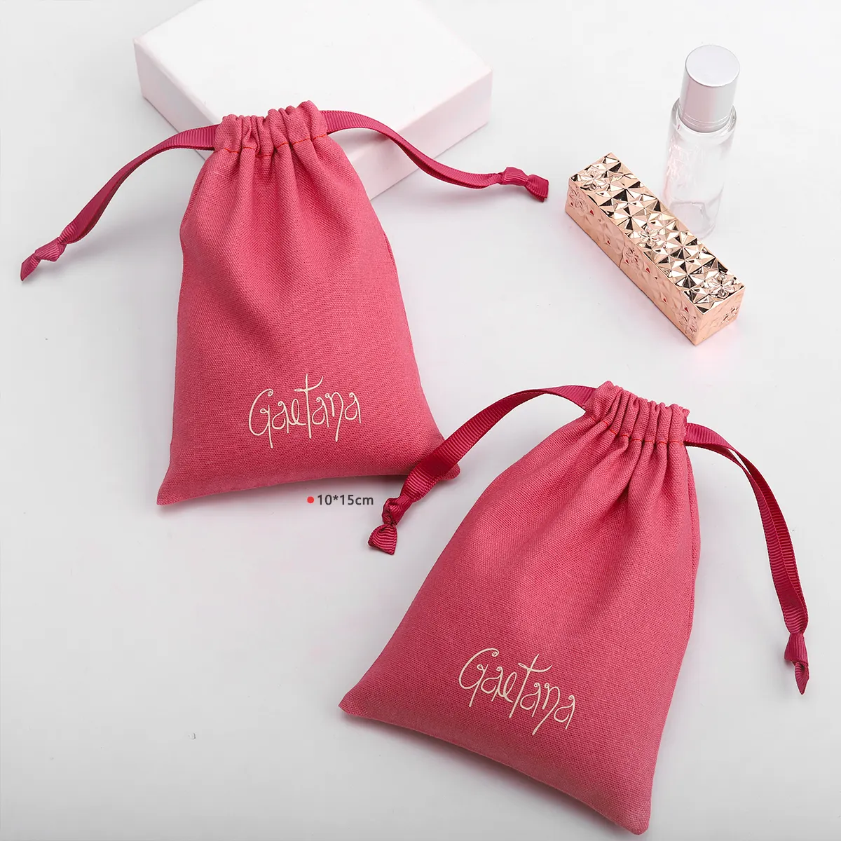 Custom Different Sizes Reusable Cotton Linen Draw String Gift Packaging Bag For Candle Drawstring Natural Cotton Cosmetics Pouch