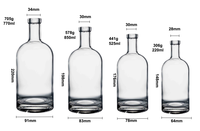Vente en gros de bouteille de vodka whisky spiritueux liqueur sur mesure à prix raisonnable grande bouteille ronde en verre cylindrique