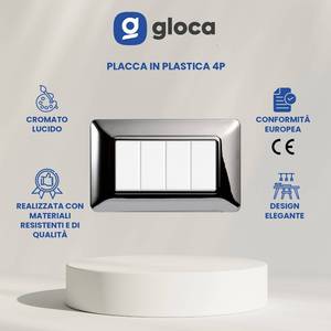 Juego de interruptores de pared Gloca, 3 piezas, 4 vías, plástico, cromo pulido, estilo moderno, 16 A, 250 V, IP20 - Product Image 3