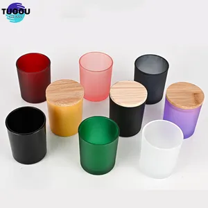 Auf Lager Großhandel New Glass Jar Leere Tasse Frosted Matte Holder Mit Holzdeckel Votiv behälter Schlafzimmer Dekoration Kerzen gläser