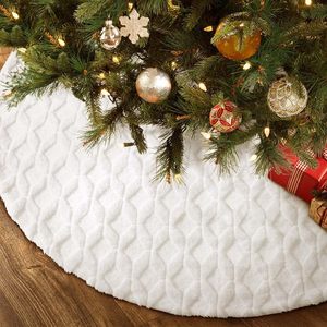 LINGKAI 122CM Faux Fur Soft Thick Plush Christmas <b>Trees</b> <b>Skirts</b> Xmas Holiday Winter Party Home Decorations - Product Image 1
