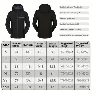 Veste de travail imperméable en polyester pour homme, coupe-vent, pour sports de plein air, randonnée, avec logo, cadeaux d'entreprise personnalisés - Product Image 2