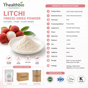 <span class=keywords><strong>Poudre</strong></span> de litchi lyophilisée pure, sans additifs ni remplissants, saveur litchi authentique, approvisionnement en vrac OEM avec documents COA complets - Product Image 2