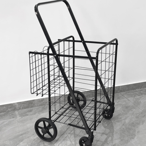 Chariot d'épicerie roulant en métal de 50kg avec roues grand panier pliant pour chariots à main et chariots de supermarché - Product Image 2