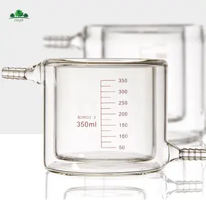 HJLab Beaker Kaca Lapisan Ganda, dengan Skala 50 100 200 500 1000 2000Ml Ketebalan