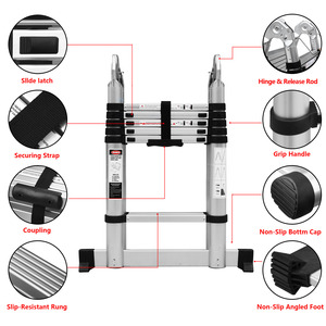 Charnières d'extension télescopiques modernes pour échelles, <span class=keywords><strong>double</strong></span> face, certifiées CE/EN131, capacité de charge de 150 kg, utilisation en villa - Product Image 3