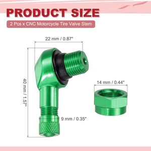 Tiges de <span class=keywords><strong>valve</strong></span> universelles en aluminium CNC de 11,3 mm à 90 degrés <span class=keywords><strong>pour</strong></span> pneus de <span class=keywords><strong>moto</strong></span> sans chambre à air, <span class=keywords><strong>pour</strong></span> Honda Yamaha Kawasaki (2 pièces, vert) - Product Image 2