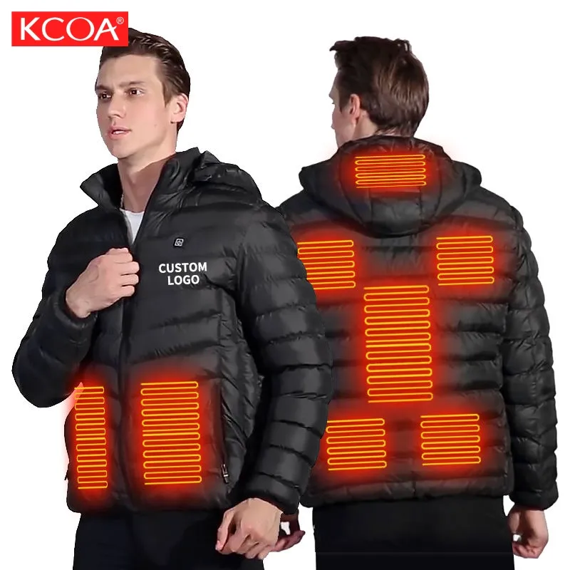 OEM Custom 2023 Waterproof Down Winter Puffer 2 Zones Usb Electrical Thermal Heated Down Jacket