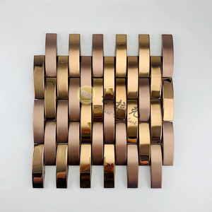 Tuile <span class=keywords><strong>de</strong></span> mosaïque en métal en acier inoxydable à Texture brillante/brossée haut <span class=keywords><strong>de</strong></span> gamme pour mur intérieur dosseret cuisine maison hôtel Villa décor - Product Image 6