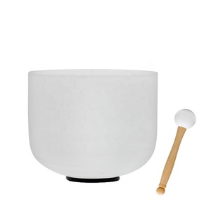 Mountain Rain Premium Crafted Big White Ball Mallet Frosted Crystal Quartz Singing Bowl Produit d'artisanat haut de gamme avec thème musical - Product Image 5