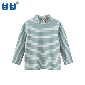 Vêtements d'hiver et de printemps pour enfants, t-shirt rayé à manches longues pour enfants, t-shirt à col roulé pour bébés garçons et filles, t-shirt doux - Product Image 5