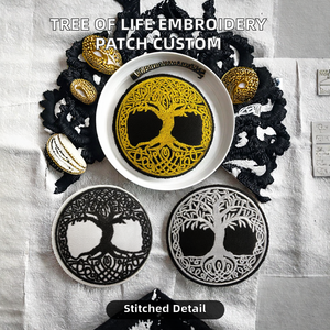 Tree of Life 3D Embroidery <b>Sew</b>-<b>On</b> <b>Patches</b> Big Tree with Hook and Loop Fabric Customized Ironing <b>Patch</b> - Product Image 2