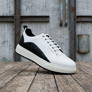 Chaussures de skate à lacets pour hommes, dessus en cuir véritable, doublure en mesh respirante, antidérapantes, plateforme amortissante, adaptées à l'été - Product Image 3