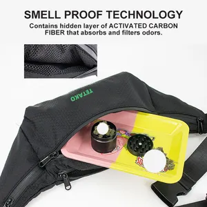 Custom Logo Waterproof Zipper Odor Stash Smell Proof Fanny Pack Carbon Lined Smellproof Waist Bag