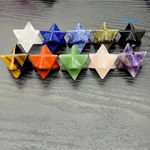 Hot selling Crystal Healing Stone 48x30 mm Natural Crystal Quartz Merkaba star for Gift