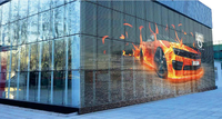 M-Shine Haute Luminosité Qualité Rideau P15.625 LED Film Transparent Étanche Maille Affichage Mur de Verre Extérieur Écran Clair