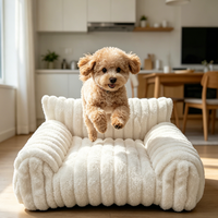 Lit pour chien et chat imperméable en TPU avec fond antidérapant, fausse fourrure de lapin, canapé de luxe pour animaux de compagnie de petite et moyenne taille, intérieur