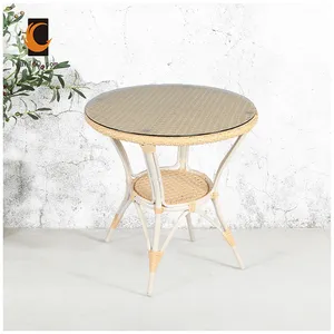 China Factory Home Furniture Unique Outdoor Rattan Coffee Table Round Table Garden Meuble De Salon