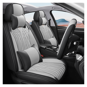 Coprisedili Auto Completi in Pelle LC Fashion Neri <span class=keywords><strong>Grigio</strong></span> Impermeabili Traspiranti Protettivi Universali per Sedan Poggiatesta City Polo - Product Image 1