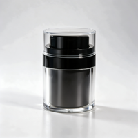 Pots de recharge noirs sans air, type pression, portables, pour voyage, cosmétiques, vides, pour crème, fond de teint, tonique, lotion, 15-50 ml